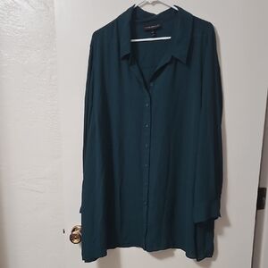 Lane Bryant Teal Button-Up Blouse